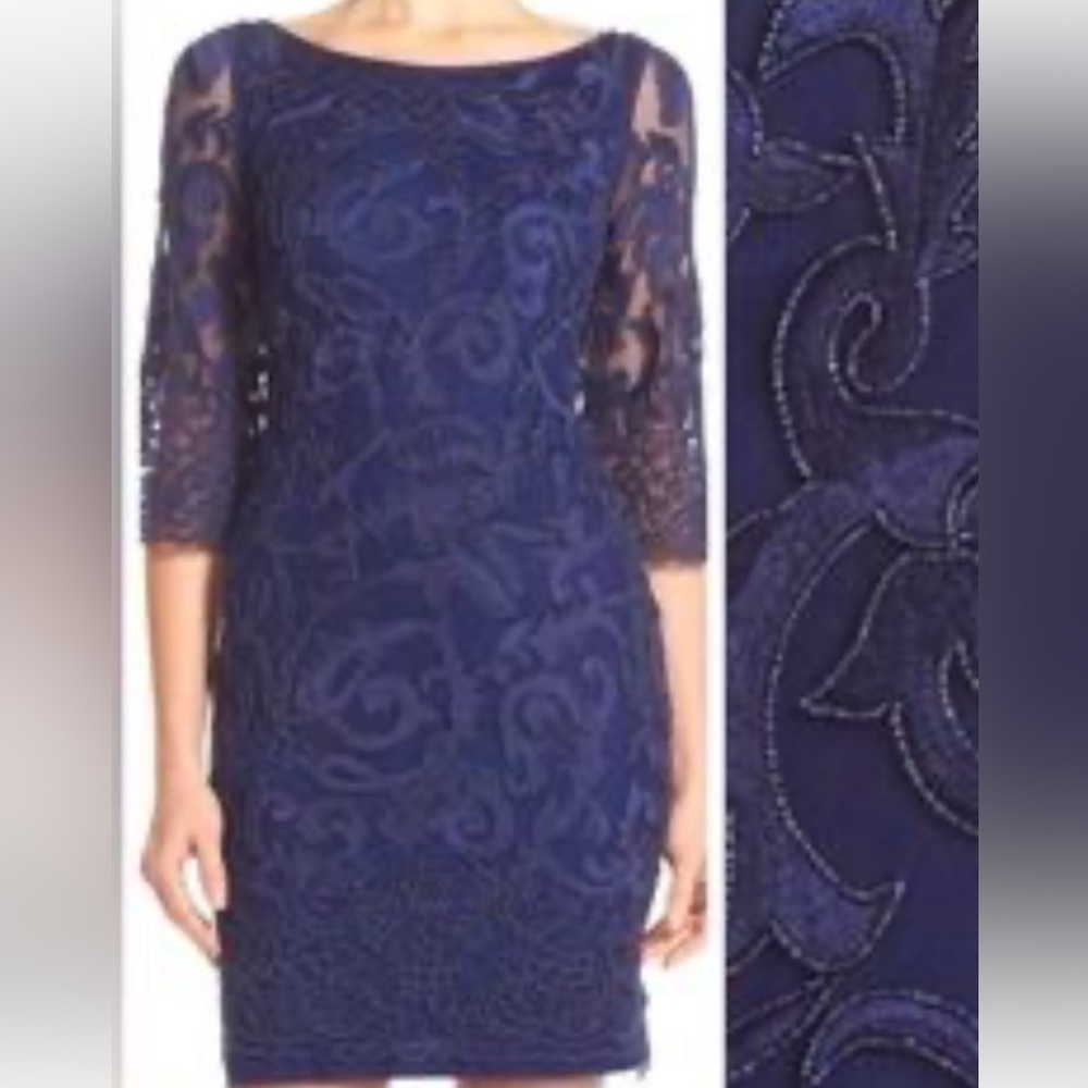 AIDAN by AIDAN MATTOX Beaded Navy Blue Mini Dress 6